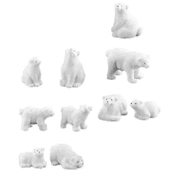 10 Vnt Polar Bear Modelis Jūros Gyvūnų Statula Papuošti Dervos Statulėlės Vaikas Papuošalai Puošmena