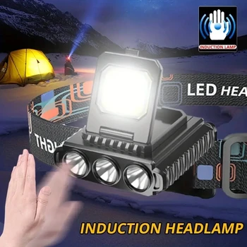 10000 LUMS LED Žibintai USB Įkrovimo priekinis žibintas Bangų Jutiklio Žibintas Skrybėlę Įrašą Bžūp Šviesos Žvejyba, Kempingas, Built-in Baterijos