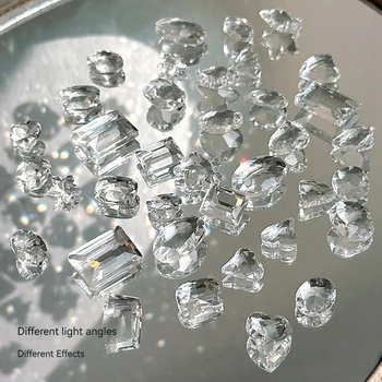 10vnt Aiškiai Nurodė, Apačioje Super Blizga Plika Kristalų, Stiklo, Akmens, Nagų Dailės kalnų krištolas 3D 