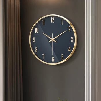 14 Colių Šiaurės Šalių Namų Dekoro Modernaus Dizaino Sieninis Laikrodis Kambarį Apdaila Tylus Stiklo Veidrodis Aukso Rėmo Kvarcinis Laikrodis
