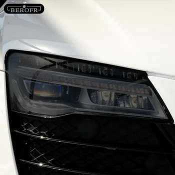 2 Vnt Audi R8 42 4S 2006-Pateikti Automobilių Žibintų Spalva Juoda Apsauginė Plėvelė Apsaugos Skaidrios TPU Lipdukas Priedai
