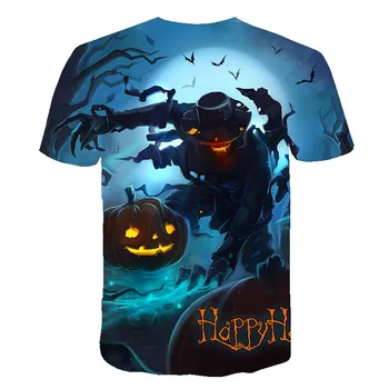 2021 Happy Halloween Diena 3D Trumpas Rankovės Juokingi marškinėliai Moliūgų Veido marškinėliai Spausdinti Vyrų/Moterų Vasaros T Marškinėliai Topai Tee s-6xl