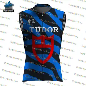 2023 Tudor Zebra Mėlyna Dviračių Džersis Švarkelis, Be Rankovių Važinėti Dviračiu Trumpas Drabužių Maillot Cyclisme