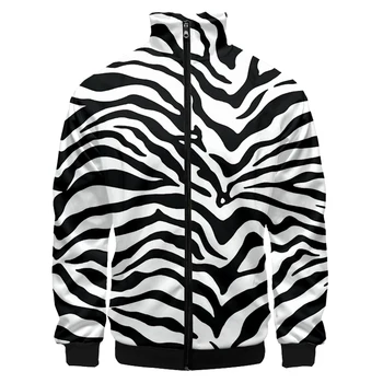 2023NEW Striukės Hombre Naujas ilgomis Rankovėmis su Gobtuvu Leopard 3D Outwear Spausdinti Zebra Stripes Hip-Hop Didelis Dydis Drabužių Hombre Rudenį Kailis
