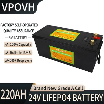 24V 220Ah LiFePO4 Baterija įmontuota BMS Ličio Geležies Fosfato Ląstelių 4000 Ciklų RV Stovyklautojai Golfo Krepšelį Saulės Saugojimo + Kroviklis