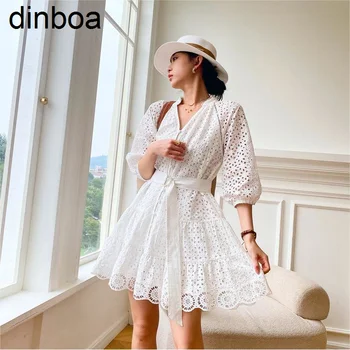 Dinboa 2023 Pavasarį ir Vasarą Naujas Baltos spalvos Siuvinėjimo Suknelė prancūzijos Nišą Dizaino Prasme, Užsienio Prekybos moteriški Drabužiai