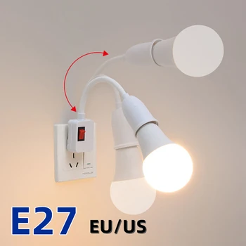 E27 Lempa Bazes Turėtojo Šviesos Lanksti Alkūnė Reguliuojama Sukasi Mobiliojo ryšio Adapterio Kištuką Įjunkite Bandymo LED Žibintai Lemputės Lizdas