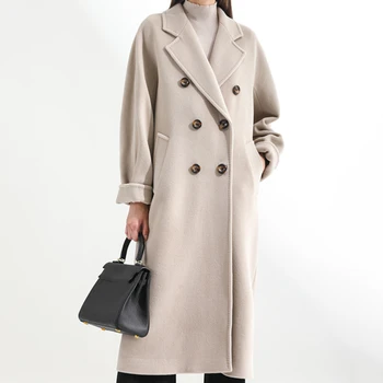 Elegantiškas Moterų Ilgas Kailis Rudens Žiemos Korėjos Mados Ilgi Paltai Moterims Derliaus Paltas Outwear Casaco Feminino