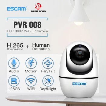ESCAM PVR008 Mini Home Office Saugumo Stebėjimo Kamera, Auto Sekimas PTZ Kamera 2MP, 1080P Belaidžio ryšio WI-fi IP Kamera P6SLite
