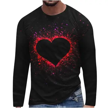 Gražių Meilės Grafinis Tee Long Sleeve T Shirt Balck Atsitiktinis Vyrų Viršūnes Tees Popular Aukštos Kokybės 3D Atspausdintas T-shirt
