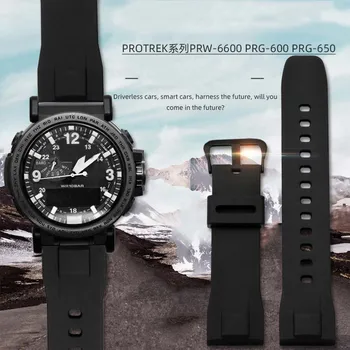 Gumos watchband už Casio PRG-650 PRW-6600 PRG600 PROTREK alpinizmo serijos laikrodžių dirželiai, apyrankės 24mm juoda mėlyna INTERVALAI