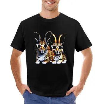 Happy Easter Bunny Rabbit Su Akiniais, Leopardas, Pavasario, Velykų Dieną, Moterys, Merginos, T-Shirt