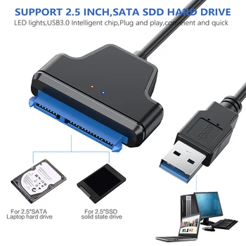 Išorinį Kietąjį Diską Serijos Kietąjį Diską Konverteris, Laidas USB Į SATA USB3.0 Kabelis USB 3.0, Tipas C, 2.5 Colių Tablet SSD