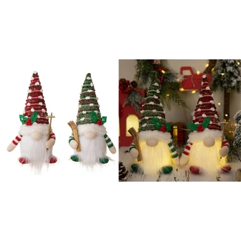 Kalėdų Šalis Dekoro Megzti Dot Skrybėlę Sniego Beveidis Gnome Ornamentu