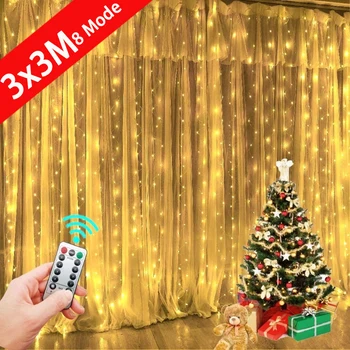 LED Užuolaidų Girliandą Pasakų Žibintai USB su Nuotolinio valdymo 8 Režimai Naujųjų Metų Girlianda Kalėdinė Dekoracija Miegamųjų Namo Šalis