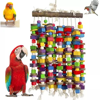 Medinis Paukštis Žaislai, Didelė Paukščių Kramtyti Žaislas Papūga Paukščių, Žaislai, Aksesuarai, Didelis Papūga Narve Bite Žaislas, skirtas Afrikos Pilkosios Aras Kakadu