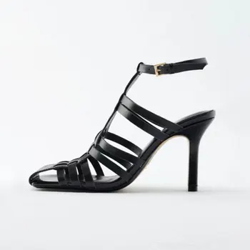 Medvilniniai Sandalai Moterims Gladiatorių Batai Aikštėje Kojų Aukšti Kulniukai Dirželio Sagtis Sandalias Vientisos Spalvos Zapatos Mujer Prekės Kurti Naujų 2023
