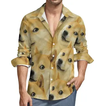 Meme Marškinėliai Doge Shiba Inu Atsitiktinis Marškinėliai Ilgomis Rankovėmis Grafinis Stilingas Palaidinės Pavasario Tendencijos Negabaritinių Drabužiai