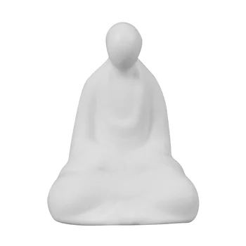 Mini Baltos Keramikos Budos Statula, Medituojant Vienuolis Budos Statula Zen Stiliaus Namų Puošybai Miniatiūrinės Kraštovaizdžio Priedai