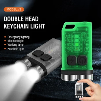 Mini Nešiojamas Keychain Žibintuvėlis 900 Liumenų Fluorescencinė Lempa USB Įkrovimo Su Magnetu Fakelas Kempingas Avarinių Žibintų