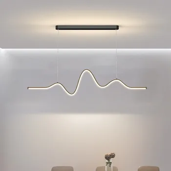 Modernus Minimalistinis Banguoti LED Šviestuvo Virtuvės Sala Restoranas, Baras Ilgai Juostelės Pakabukas Lempos Kūrybos Patalpų Apšvietimas Apdaila