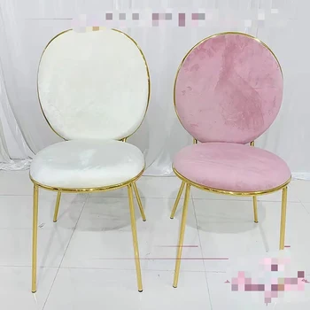 Naujo dizaino nerūdijančio plieno rėmelis blush pink aksomo šiaurės stiliaus valgomojo kėdės, vestuvių