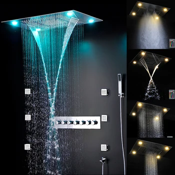Prabangus Vonios kambarys 800*600mm krioklys Potinkinė dušo Montuojamas 304 Nerūdijančio Plieno, Chromas vonia & dušas, maišytuvai, vonios