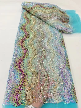 Prancūzijos Nėrinių Audinio Blizgančiais Prabanga Dubajus Blizgučiai Afrikos Tiulio Seka 5 Metrų Vestuvės Suknelės Aukštos Kokybės Nigerijos Akių