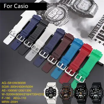 Silikono Watchband už Casio G-SHOCK AQ-S800 AQ-S810W 18mm Smart Sporto Žiūrėti Accessories Sweatproof Patvarus Silikoninis Riešo Dirželis