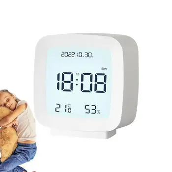 Skaitmeninis Laikrodis-Žadintuvas Temperatūros, Drėgmės Ekranas Stalo Laikrodis Balso Kontrolės Naktį Šviesos
