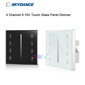 Skydance 4 Kanalų 0-10V vienos spalvos LED juostelės valdytojas Stiklo touch panel 110V-220V AC RF nuotolinio 4CH nespalvoti stiprumą