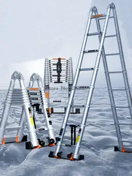 Teleskopinės kopėčios visų aliuminio lydinio daugiafunkcinis kopėčių lankstymo eglute kopėčių vidaus kopėčių, laiptų projektavimas bambuko