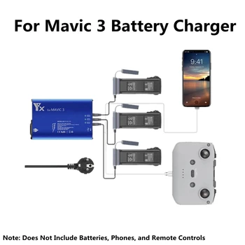 Už Mavic 3) Baterijos Kroviklį 5 in1 Drone Baterijos Įkrovimo Hub Greitai Smart Baterijų Kroviklis su USB Prievadas