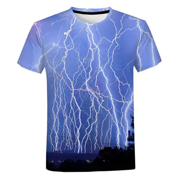 Vasaros 3D Skaitmeninis Atspausdintas Žaibo Cool T-Shirt Naujas Vyrų Negabaritinių Atsitiktinis T Marškinėliai Vyrams trumpomis Rankovėmis Tee