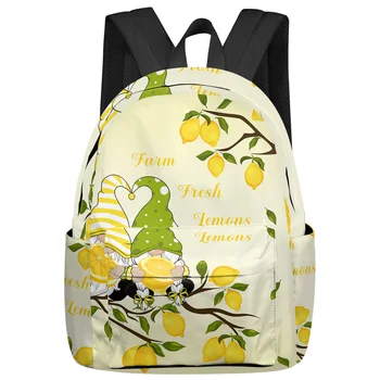 Vasaros Citrinų Lemon Tree Gnome Moterų Žmogus Kuprinės Vandeniui Keliauti Mokyklos Kuprinė Studentų Berniukų, Mergaičių Nešiojamas Krepšiai Mochilas