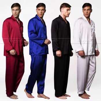 Vyrai Pižama Nustatyti V-Kaklo Desin Prabanga vientisos Spalvos Sleepwear Kaip Šilko ome Clotes XXXXL Lare Dydis Nitwear