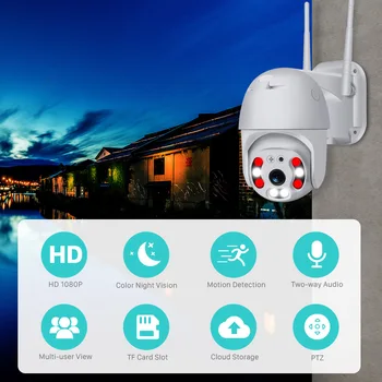 WiFi, Kamera, Vandeniui atsparus Lauko Saugumo 1080P Vaizdo Stebėjimo, IP Kameros Belaidžio Ryšio Nuotolinio Peržiūra PTZ Stebėti Kameros