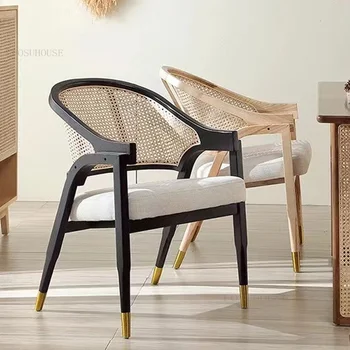 Šiaurės Rotango Valgomojo Kėdės Namuose, Medžio Masyvo Laisvalaikio Valgomojo Kėdės Atlošas Fotelis Dizaineris Valgomojo Baldai Vieną Kėdė