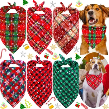 Šunų Seilių Rankšluostį Pet Kalėdų Trikampis Rankšluostį Pledas Snaigės Šuo Pet Medvilnės Seilių Rankšluostį Naminių Reikmenys Šunų Reikmenys